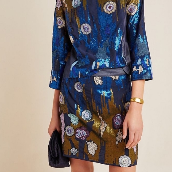 Anthropologie Geisha Designs Georgette Seq'd Mini, Size 10 - Picture 4 of 5